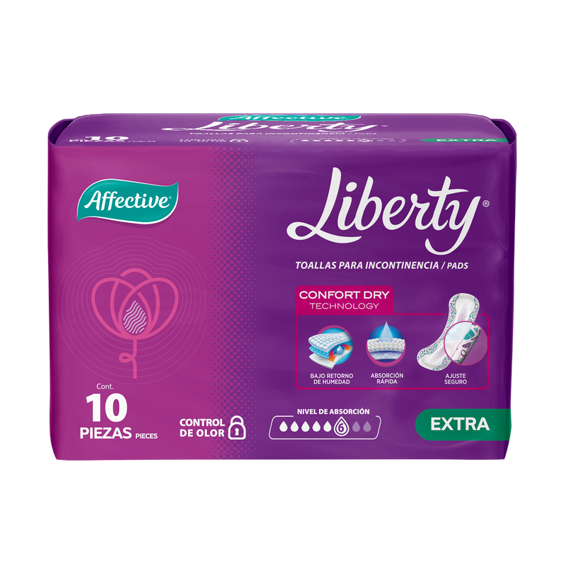 Toallas para Incontinencia Femenina Affective Liberty Extra 10 piezas