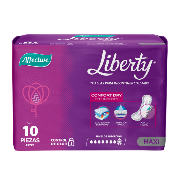 Toallas para Incontinencia Femenina Affective Liberty Maxi 10 piezas