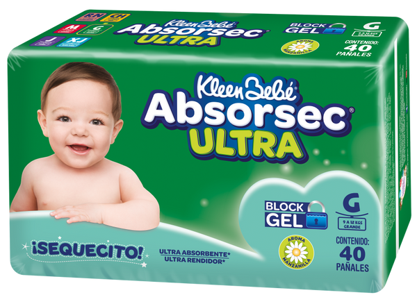 Pañal kleen bebe absorsec unisex grande 40 piezas