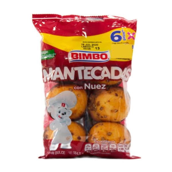 Mantecadas con nuez 184.5 g 6 piezass