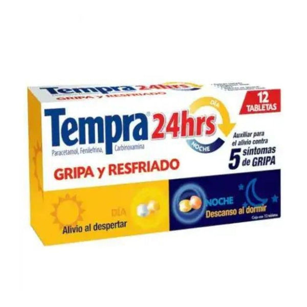 Tempra 24 hrs gripa, resfriado 12 tabletas