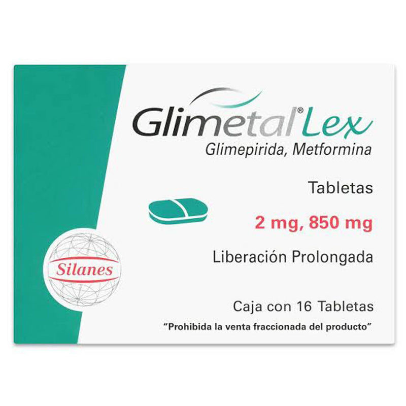 Glimetal lex 16 tabletas 2mg/850mg metformina / glimepirida