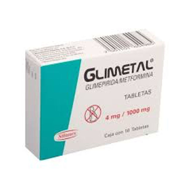 Glimetal 16 tabletas 1000mg/4mg metformina/glimepirida