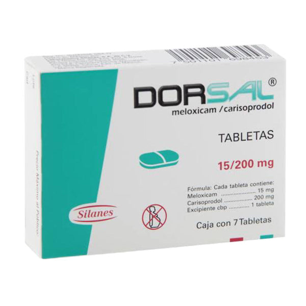 Dorsal 7 tabletas 15/200mg carisoprodol / meloxicam