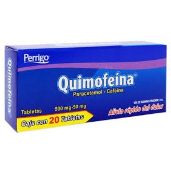 Paracetamol-cafeina 500/ 50mg tabletas con 20 (quimofeina )