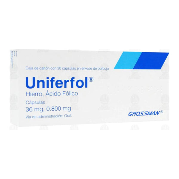 Uniferfol 30 capsulas 36mg/0.80mg