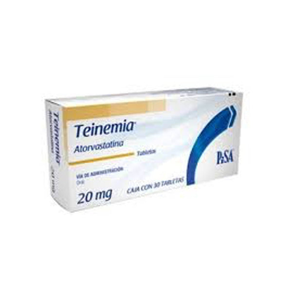 Teinemia 20mg caja con 30 tabletas