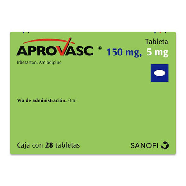 Aprovasc 28 tabletas 150/5mg ibersartan / amlodipino