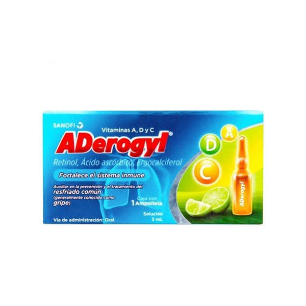 Aderogyl 15 oral 1 ampolletas 3ml vitamina a /vitamina d2