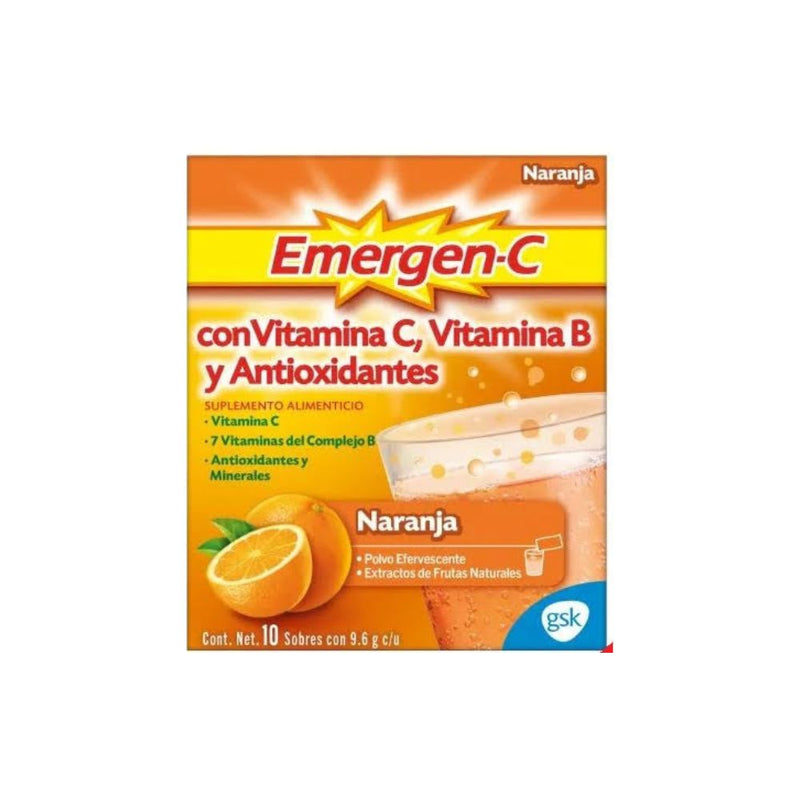 Emergen con 10 sobres naranja 250mg