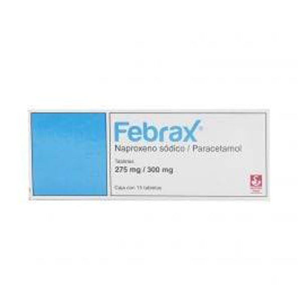 Febrax 15 tabletas 300mg naproxeno sodico / paracetamol / acetaminofen