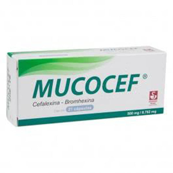 Mucocef 21 capsulas 500/8.782mg cefalexina / bromhexina zaprin