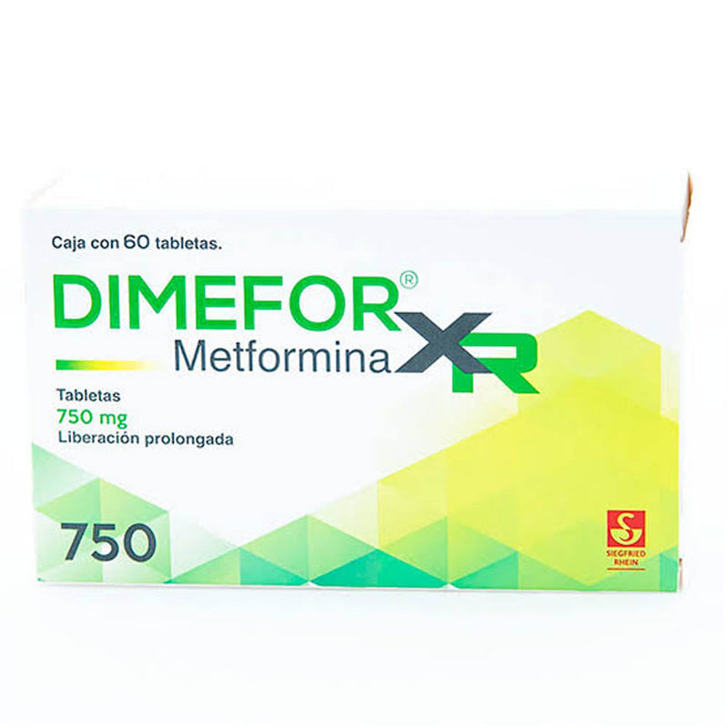 Dimefor xr 60 tabletas 750 mg