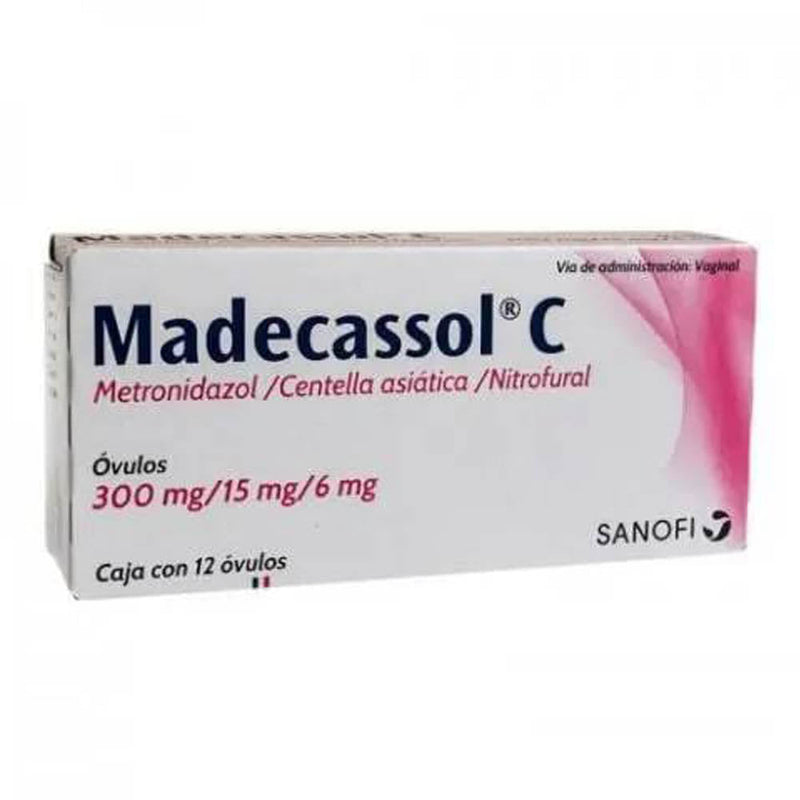 Madecassolucion "c" 12 ovulos 15mg metronidazol / nitrofural