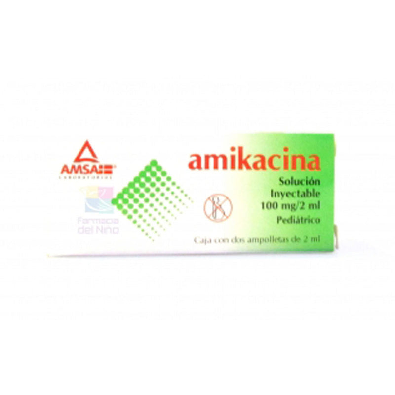 Amikacina 100 mg./2 ml. ampolletas con 2 (amsa) *a