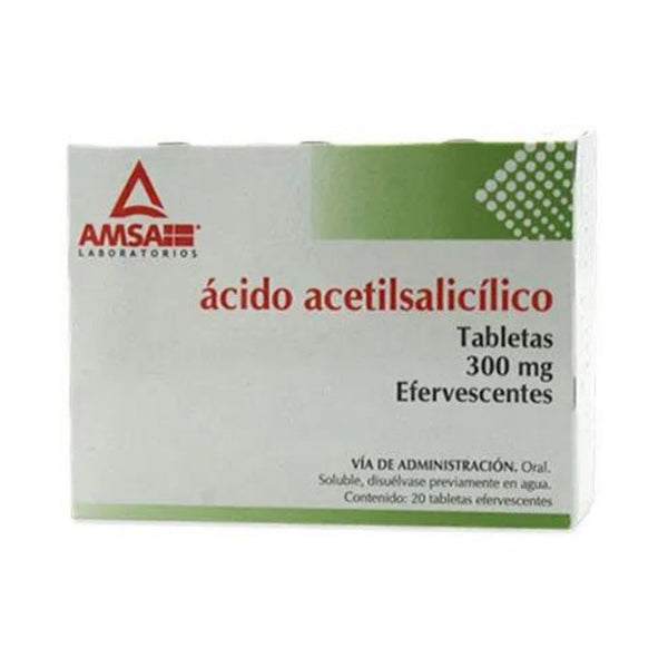 Acido acetilsalicilico efervescente 300 mg tabletas con 20 (amsa)