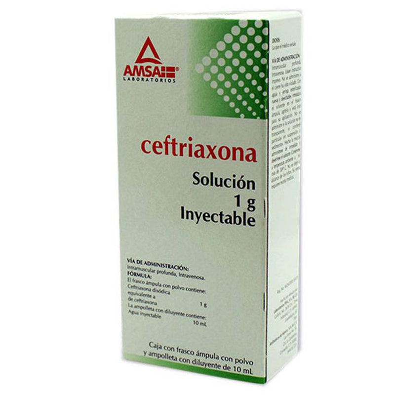 Ceftriaxona 1gr iv 10 ml ampolletas con 1(amsa)