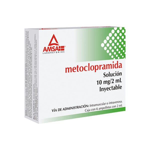 Metoclopramida inyectables 10mg/2ml con 6 (amsa)