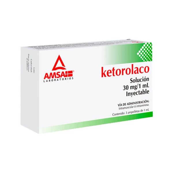 Ketorolaco 30 mg ampolletas con 3 (amsa)