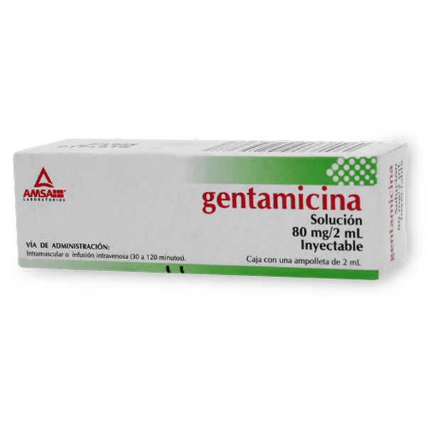 Gentamicina inyectables 80mg ampolletas con 1 (amsa)