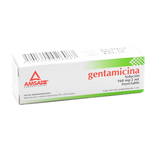 Gentamicina inyectables 160mg 2ml con 1(amsa)