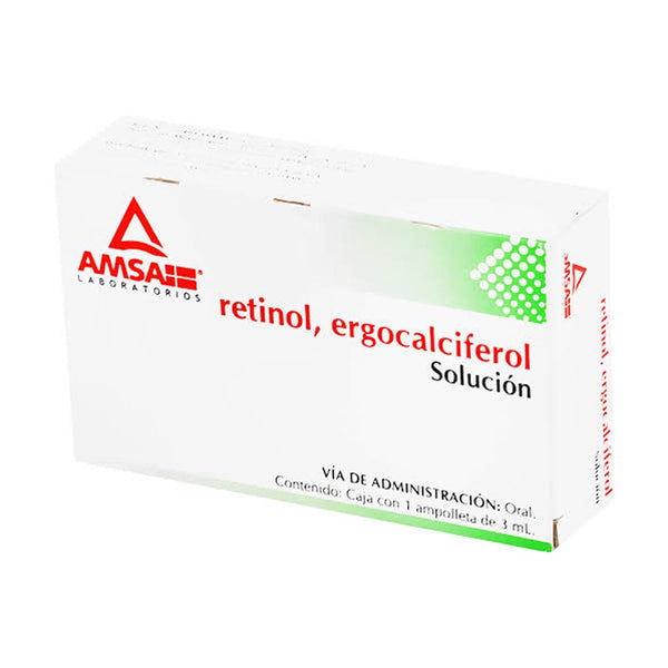 Retinol-ergocalciferol 6000/400 ampolletas con5 3ml (amsa)
