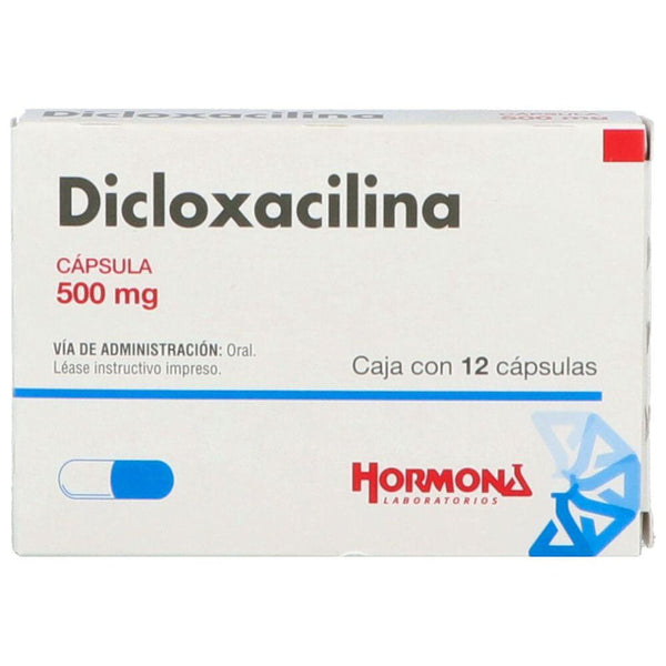 Dicloxacilina 500 mg. capsulas con 12