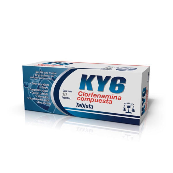 Paracetamol-clorfenamina-cafeina-fenilefrina 500 mg/25 mg/5 mg/4 mg tabletas con 10 (ky6)