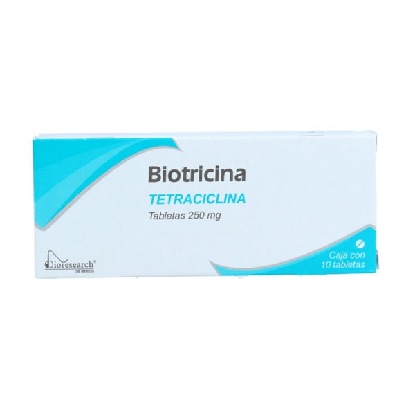 Tetraciclina 250 mg tabletas con 10 (biotricina)