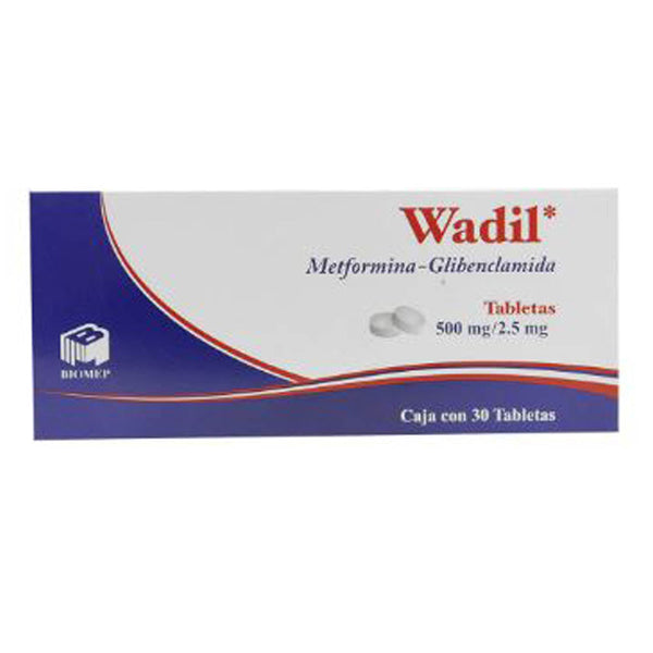 Metformina-glibenclamida 500 mg./2.5 mg. tabletas con 30 (wadil)