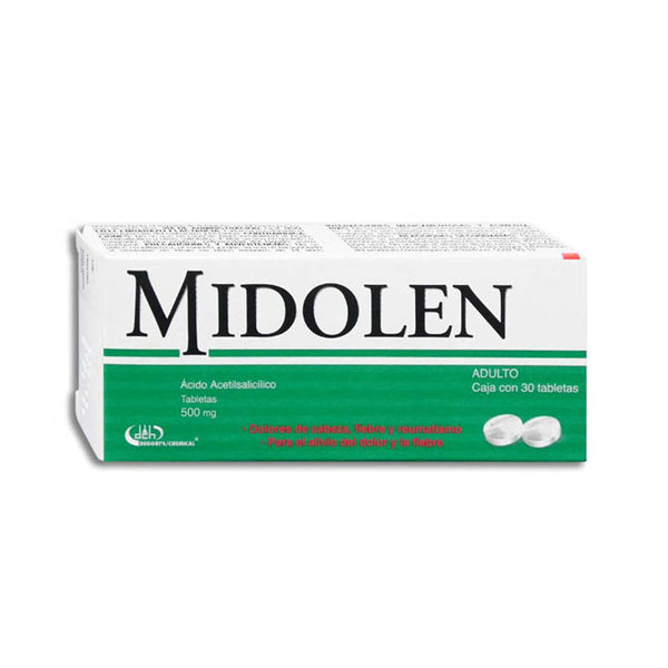 Acido acetilsalicilico 500mg tabletas con 30 (midolen)