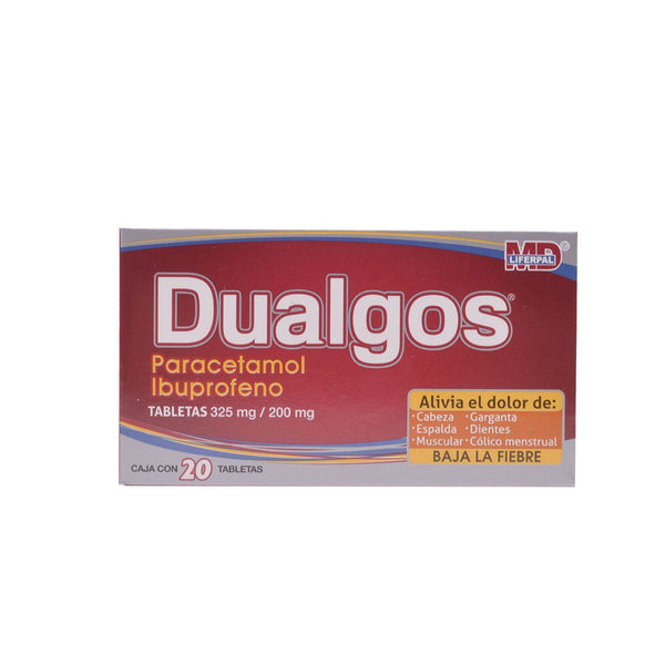 Paracetamol-ibuprofeno 325 mg./200 mg. tabletas con 20 (dualgos)