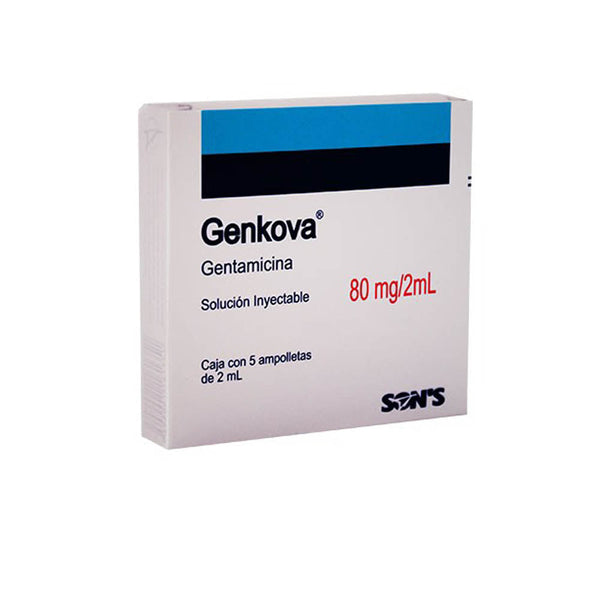 Gentamicina inyectables 80 mg ampolletas con 5 (genkova)