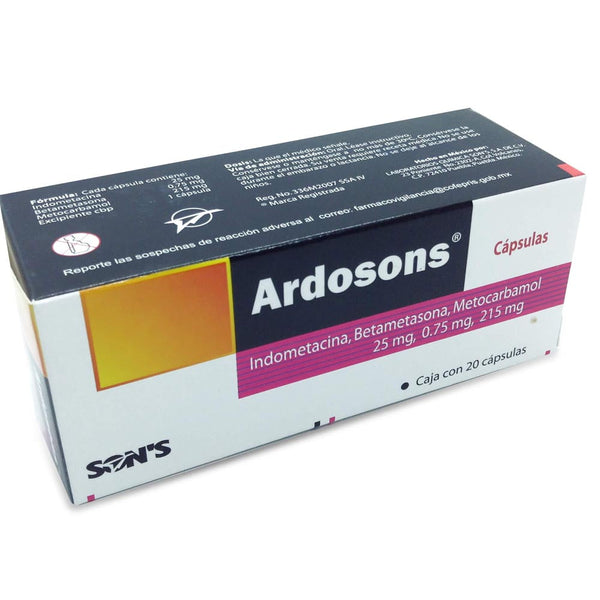 Indometacina-betametazona-metocarbamol 25/0.75/215mg capsulas con 20 (ardosons)