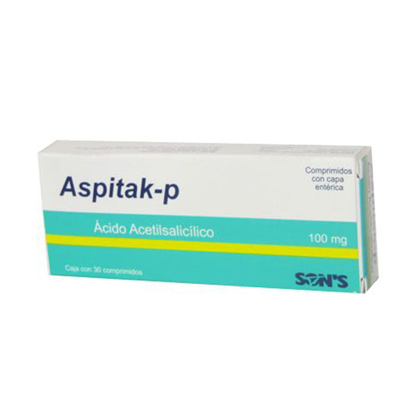 Acido acetilsalicilico 100mg tabletas con 30 (aspitak)