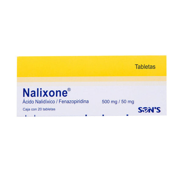 Acido nalidixico-fenazopiridina 500/50mg tabletas con 20 (nalixone)