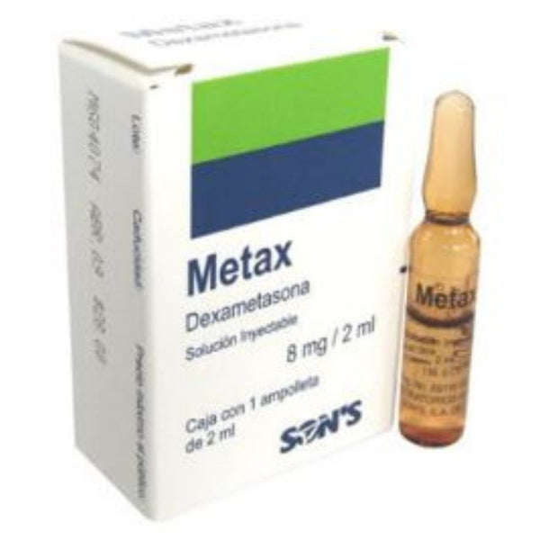 Dexametasona inyectables 8 mg ampolletas 2ml con 1(metax)