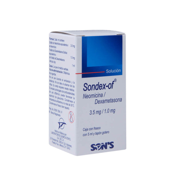 Neomicina-dexametasona 3.50 mg./1 mg./1 ml. gotas oft con5 (sondex)