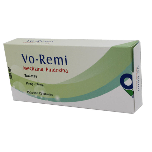 Meclizina-piridoxina 25/50 mg tabletas con 12 (vo-remi)