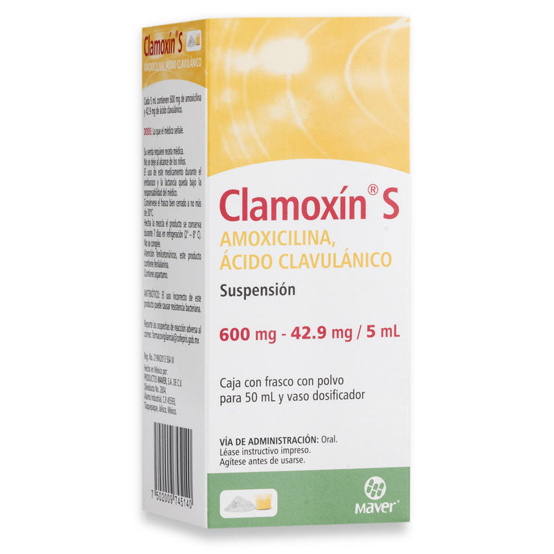 Amoxicilina-acido clavulanico 600 mg./42.9 mg./5 ml. suspension 50 ml (clamoxin)