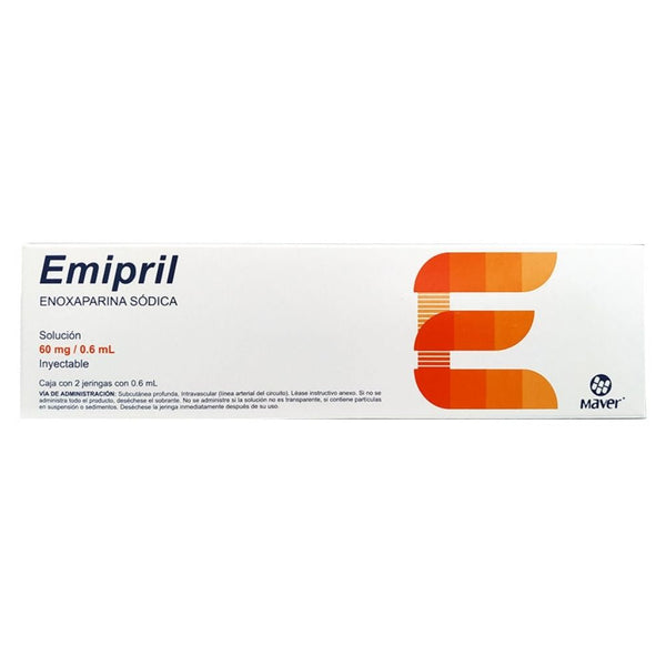 Enoxaparina inyectables 60 mg jeringas con 2 (emipril)
