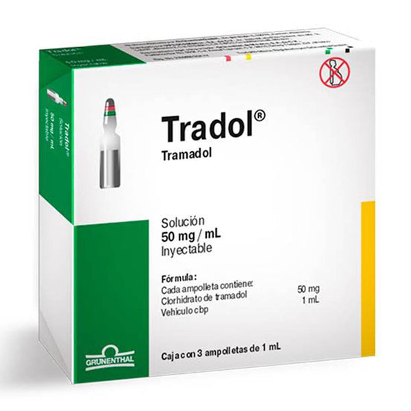 Tradol solucion inyectables 3 ampolletas 50mg/1ml