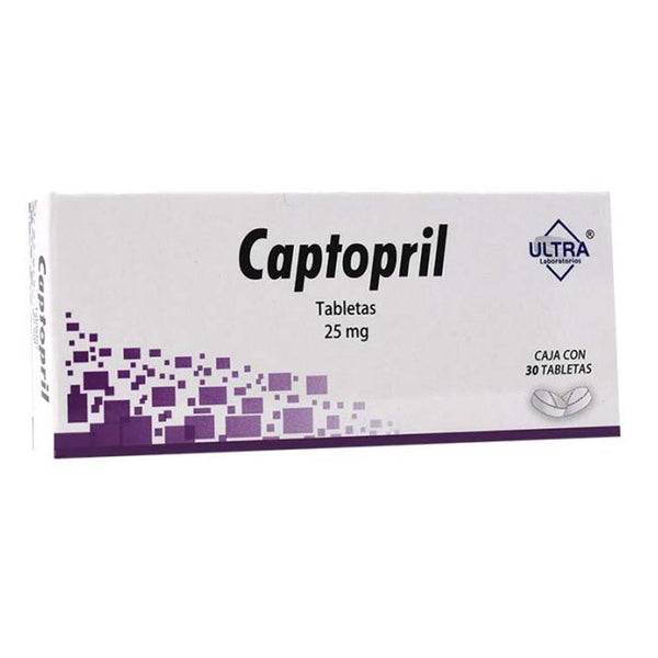 Captopril 25 mg. tabletas con 30 (ultra)