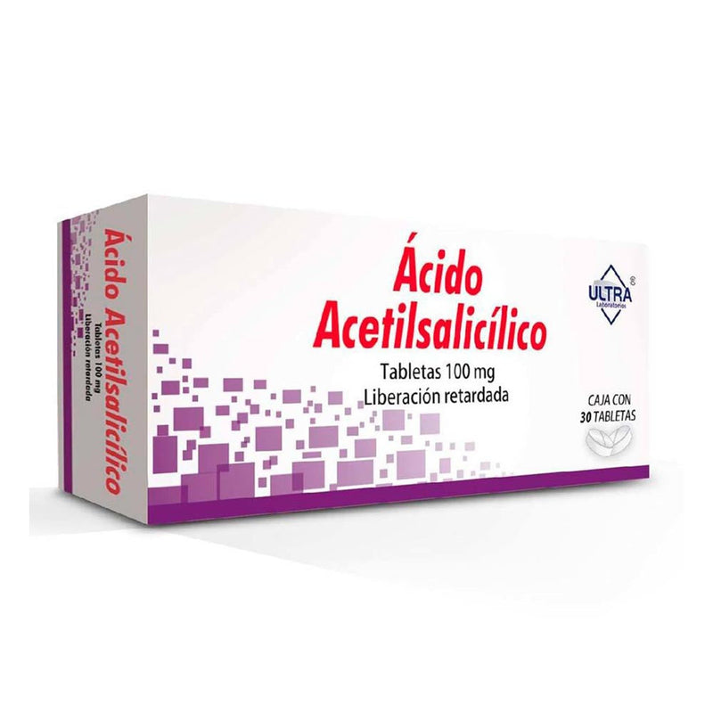 Acido acetilsalicilico 100 mg. tabletas con 30 (ultra)