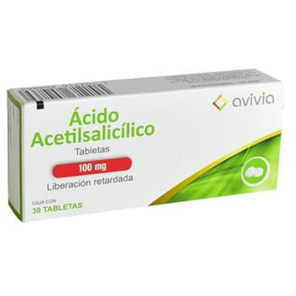 Acido acetilsalicilico 100 mg tabletas con 30 (avivia)