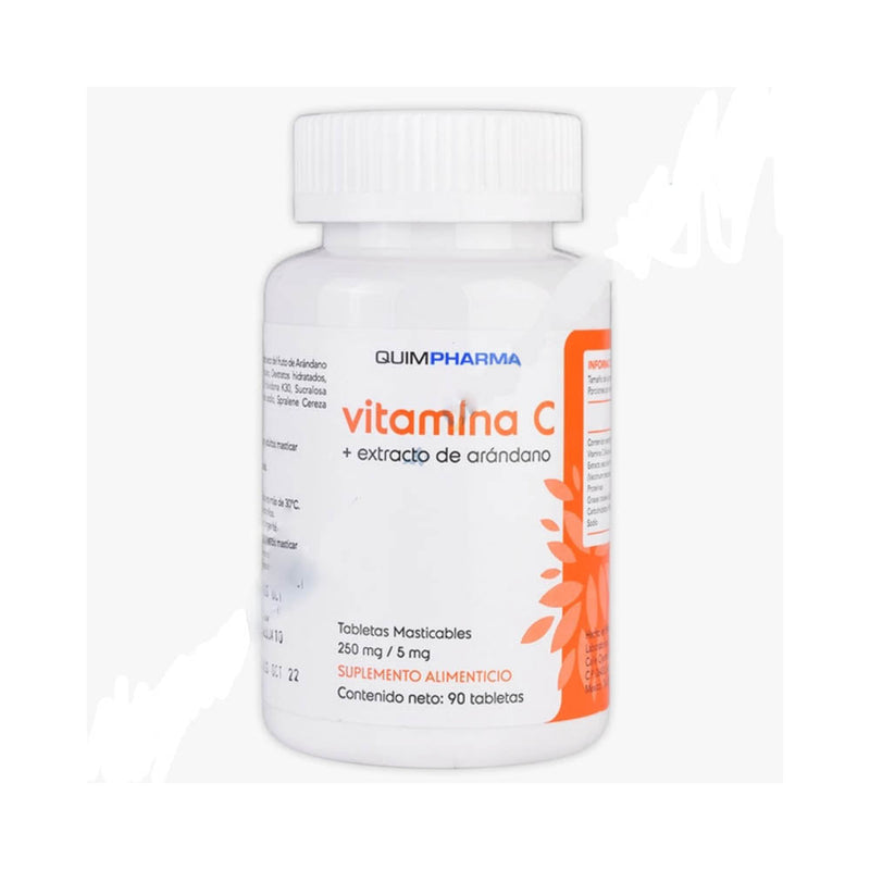Acido ascorbico - arandano 250/5 mg tabletas masticablescables con90 (quimpharma)
