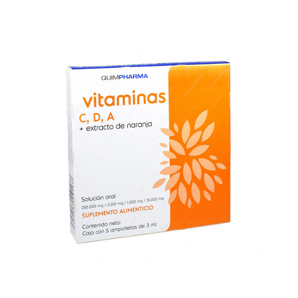 Acido ascorbico - retinilo - ergocalciferol - naranja 250/1/0.010/15 mg 3 ml ampolletas con5 (quimpharma)