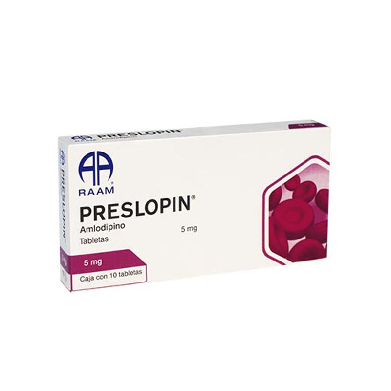 Amlodipino 5 mg tabletas con 10 (preslopin)