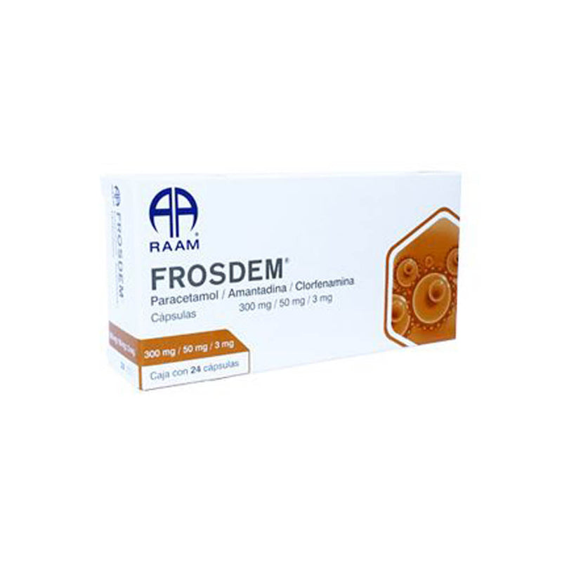 Amantadina-cloranferinamina-paracetamol 50mg/3mg/300mg 24 capsulas (frosdem)