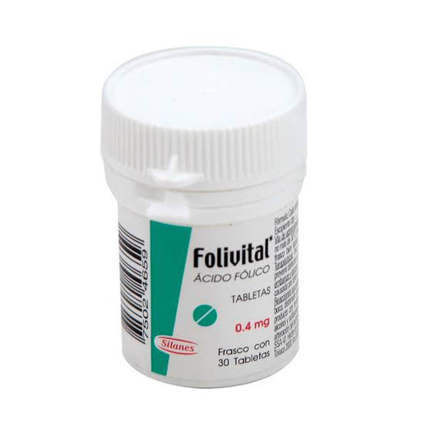 Folivital 30 tabletas 0.4mg frasco